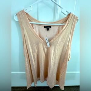 NWT Express Women's Rose Gold Shimmer V-Neck Sleeveless Top - Size XL